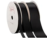 【Zofrud】ブラック ダブルフェイス サテンリボン 3巻セット - 合計27メートル (6mm幅、16mm幅、25mm幅 x 9M) - 手芸、ギフトラッピング、ウェディングに最適