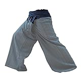 2 Tone Thai Fisherman Pants Yoga Trousers Free Size Cotton Black and Gray