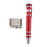 Demiawaking ドライバーセット ペン型 プラス マイナス 8種 差替式ドライバー 4色 (レッド)