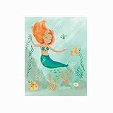 Sea Urchin Studio、水彩マーメイド壁アート12 " x16 "保育園壁の装飾のガールズ、アート、バスルーム子供アート