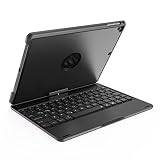 PCATEC キーボードケース 360度回転機能 7色LEDバックライト ワイヤレス bluetooth キーボード リチウムバッテリー内蔵 アルミ合金製 iPad9.7 (第五世代) iPad 9.7(2018第6世代) ブラック