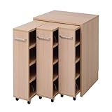 JKプラン 1cmピッチで棚板調整できるキャスター付き隙間ラック 3台セット（収納ボックス付き） (収納ボックスサイズ）幅53cm 奥行き47cm 高さ73cm ナチュラル YHK-0208SET3-NA