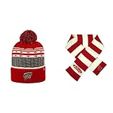 NCAA Wisconsin Badgers Striped Rugbyスカーフと高度ビーニー帽子2パックバンドル
