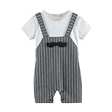 AvaCostumeベビー男の子半袖Beardオーバーオールジャンプスーツロンパース カラー: グレー