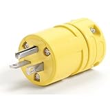 Woodhead 1433BLK Super-Safeway Plug, Industrial Duty, Straight Blade, 2 Poles, 3 Wires, NEMA 5-20 Co