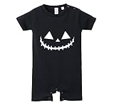 ハロウィン 半袖ロンパース ベビー 【80】【黒】【ブラックスカル】/I16/