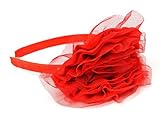 (マッドパイ)Mud Pie ベビー ヘッドバンド 131251 MESH ROSETTE BIG GIRL HEADBAND レッド O/S [並行輸入品]