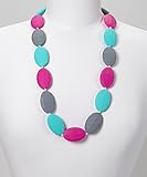 JULES TEETHING NECKLACE - GREY, PINK & TURQUOISE by GUMEEZ