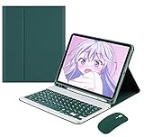 Fire HD10 /HD10 Plus 2021/2023 第11/13世代 タブレットケース キーボード付き マグネット 分離式 ワイヤレス Bluetooth 薄型 スタンド カラーキー(深緑)