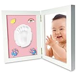 Joinvalue 足形フレーム 赤ちゃんの手形 木製フレーム ベビーフレーム記念品 フットプリントフレーム 安全な非毒性の粘土、良品質の木製フレーム 出産祝い(女の子)