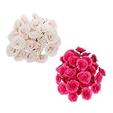 B Blesiya 綺麗な　人工　シルク　バラ　花の頭　結婚式　素敵な　装飾　100個　　　