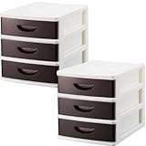 シェルタカラーズ A4収納卓上チェスト(浅型)3段 同色2個セット ブラウン SC-A3-2BR