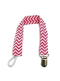Rush Dance Universal Baby/ Toddler Paci Pacifier Holder with Clip (One Size, Pink & White Chevron) b