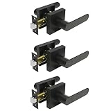 Probrico Passage内部ドアノブベッドとバスハンドルレバーキーレスブラックLocksetドアハードウェア3パック Door Lever-Style 03SBKPS ブラック DL03SBK