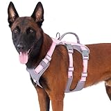 Huntboo 犬 ハーネス 小型犬 中型犬 犬用ハーネス 引っ張り防止 抜けない サイズ調整可能 夜間反射 咳き込み防止 歩行補助 訓練 散歩 大型犬 柴犬 (ピンク,L)
