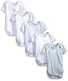 Burt's Bees Baby （バーツビーズベビー） 男の子 半袖肌着 ボディースーツ お着換え下着5枚セット オーガニックコットン100% (6-9ヶ月 (69-74cm), スカイ)