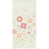 【StorePocket】 メール便 のれん 花 フラワー 約85×170cm アイボリー 北欧系のかわいいロング丈のれん ロング おしゃれ お洒落 生地 間仕切り タペストリー 目隠し