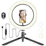 LEDリングライト スマホライトリングライト 10インチ 3色モード 10段階調光 3000-6500K USB卓上スタンド 撮影照明用ライ