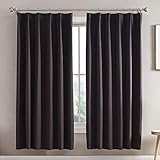 Hansleep カーテン 1級遮光 2枚組 断熱 防寒 防音 省エネ 厚手 無地 おしゃれ 洗える 寝室 リビング用 (ブラウン, 幅10