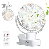 [禄越] クリップ扇風機 dcモーター 卓上扇風機 【360度自動首振り & 2024新登場 】 扇風機 リモコン付き 風量4段階 小型 ミ