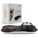 FLYINGCOLORS フードボウル (ステンレス製) スローボウル (シリコン製) セット 漏れ滑り防止マット付 猫犬用