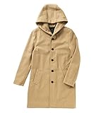 [JIGGYS SHOP] フードロングコート メンズ ビジネス 厚手 秋冬 アウター ジャケット M bキャメル