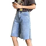 バミューダ ハーフパンツ レディース ショートパンツ 夏 短パンツ ボトムス ストレート 着痩せ 半ズボン 伸縮性 (L, Blue, l)