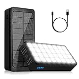モバイルバッテリー ソーラー 大容量 30000mAh ソーラーチャージャー スマホ充電器 32粒高輝度LEDライト 4つUSB出力ポート