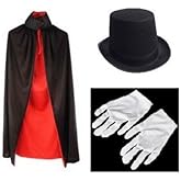 マジシャン ドラキュラ 衣装 3点セット ( マント 帽子 手袋 ) コスプレ