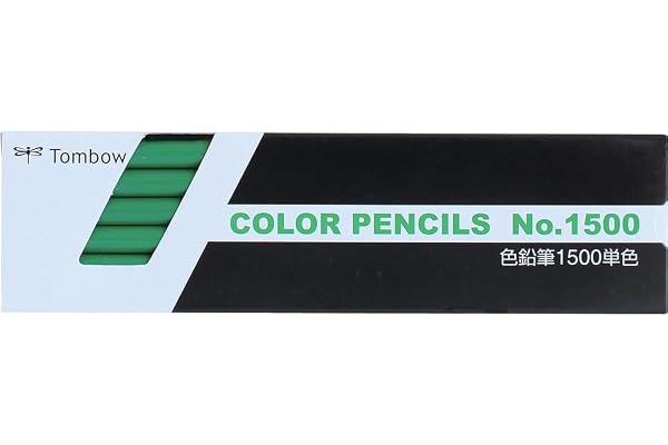トンボ鉛筆 色鉛筆 1500単色 緑 1ダース 1500-07