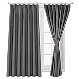 WONTEX 遮光カーテン 2枚組 断熱 防寒 目隠し UVカット ドレープカーテン グレー 幅100cm×丈200cm 形態安定加工 リビ