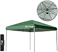 FIELDOOR 組立て簡単!! 3.0×3.0m ワンタッチタープテント 【グリーン/強化版】 G03 屋根柱が8本に増強 別売りオプションパーツが豊富 高耐水加工 シルバーコーティング UVカットコーティング