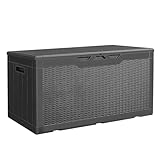 Alebert 屋外収納庫 380L大容量 幅123cm ベランダストッカー 物置 ベンチ可 ポリ樹脂製