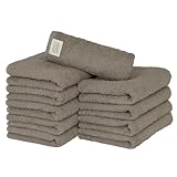 【Amazon.co.jp限定】タオル研究所 [軽さの理由] #006 フェイスタオル ウォームグレー ほうじ茶色 10枚セット 薄手 速乾