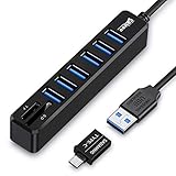 USBハブ、SADAMNG USBスプリッター、6ポートハブ外部コンボUSB 2.0 HUB + SD多機能カードリーダーMacPro /