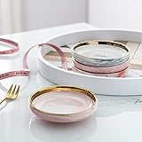 ジュエリー皿北欧セラミック小ジュエリープレートイヤリングネックレス4インチジュエリープレートセット(1 pcピンク＆1 pcグレー)