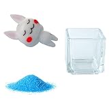 花市場直送便 ミニチュアガラス ウサギごろごろ & カラーサンド ブルー & 植え込み用グラス ニューブロックS