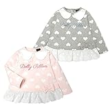 (ピンク/95cm)ベビー服 女の子 トレーナー 長袖 Dolly Ribbon ドーリーリボン 裏起毛 ハート柄 衿付き Aライン リボン レース 刺繍 スナップボタン 女児 ベビー