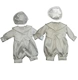 Baby Boys 3 Piece Christening Wedding Romper Outfit in White & Ivory (0-3 Months, Ivory) by Jaan Col