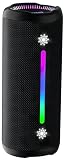OHAYO ポータブル Bluetooth スピーカー IPX7防水 重低音 ワイヤレス ぶるーとゅーす スピーカー 6600mAh大容量 24時間連続再生 TWSペアリング 25W高出力 大声量 軽量 コンパクト アウトドア キャンプ ブルートゥース ポータブル スピーカー 車内 お風呂 スマホ PC対応 誕生日プレゼント バレンタインギフト メンズ 女性 ギフト(ブラック)