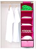 hllmart 6シェルフ折りたたみ式ハンギングクローゼットオーガナイザーと1つ引き出し、Keep You Clothes in Order。 ピンク