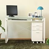 モダン 幅110cm ワーキングデスク PCデスク (ホワイト)