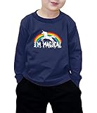 幼児用Little Boy私は魔法レインボーユニコーン長袖Tシャツ カラー: ブルー
