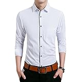 Gaosa ワイシャツ Yシャツ メンズ トップス 長袖シャツ スリム 無地 ビジネス ドレス (42, 白)