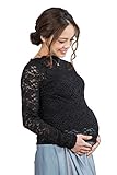 Sweet Mommy マタニティトップス 授乳服 授乳口付き 総レース ボートネック チクチクしないストレッチレース スカラップ袖 竹繊維裏地付き Tシャツ オフィス 大きいサイズ 大人かわいい 春