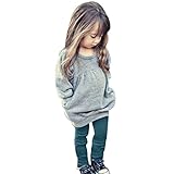 Franterd 2pc女の子暖かい長袖Tシャツ+ロングパンツ服セット グレイ