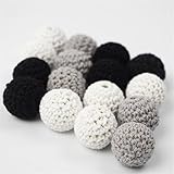 Mamimami Home 噛がた かぎ針編み ビーズ 2CM 20個 混色ビーズ ブラック ホワイト グレー