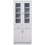 大川家具 アビライト 日本製 シンプルキッチン 幅60 カップボード ホワイト EN-0075