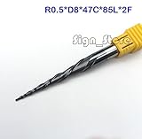 1ピースr0.5 * d8 * 47 * 85l * 2fタングステン超硬ルータービットボールノーズコーン型テーパーエンドミル8ミリメートルシャンクcncルータフライスカッターツール