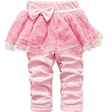 HONEY BLOSSOM ベビー & キッズ リボン ドット チュール 綿素材 裏起毛 スカッツ m212 pink 90